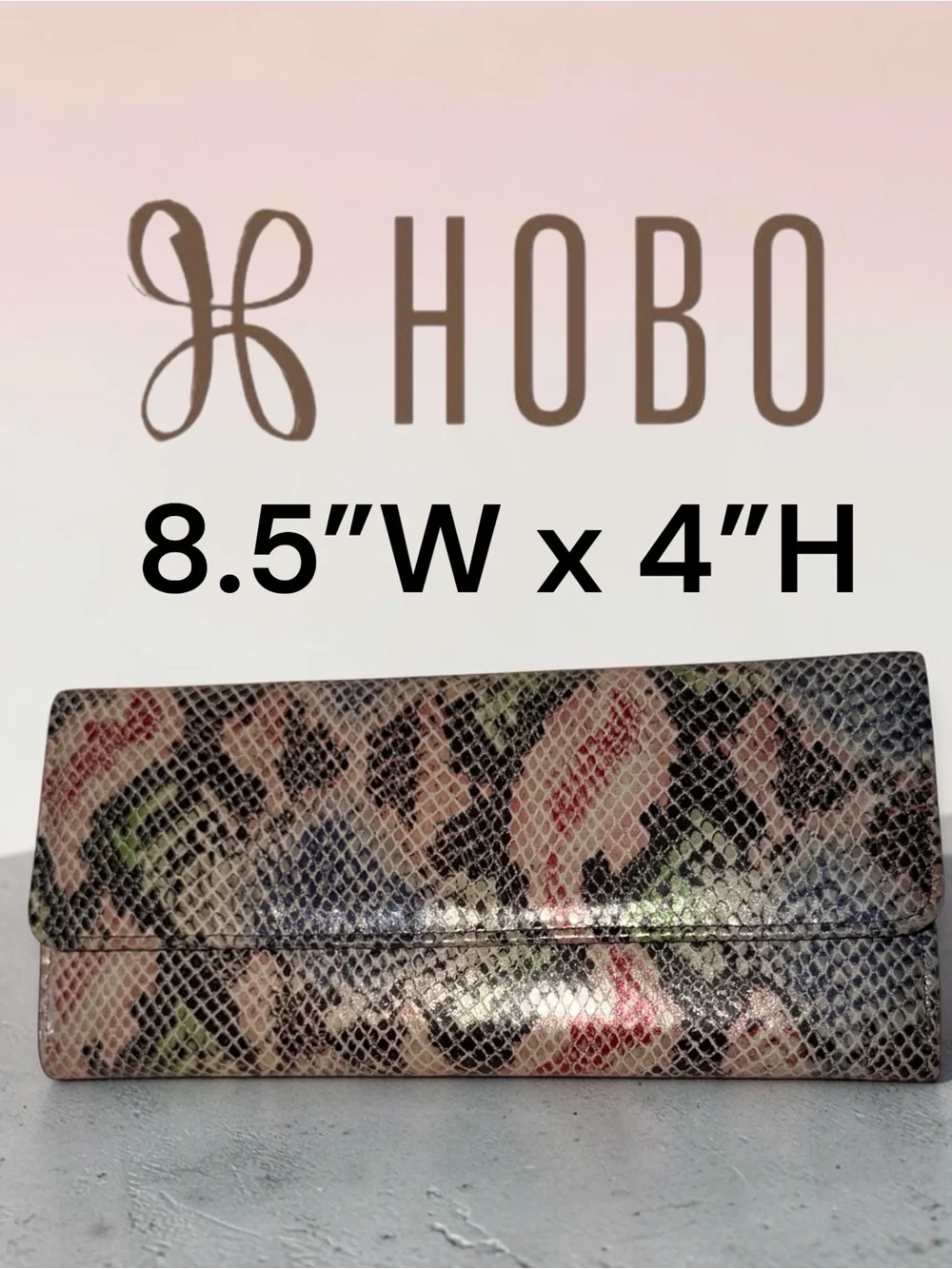 HOBO International Multicolor Snakeskin Embossed Leather Continental Wallet